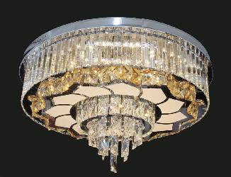 New Crystal Design Round Shape Ceiling Mount Chandelier With RGB Light and Remote Operating Light System Chandelier