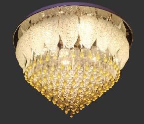 The Glass Leaf Decor With Multi Color LED Light and Audio Speaker Inbuilt Ceiling Mount Chandelier