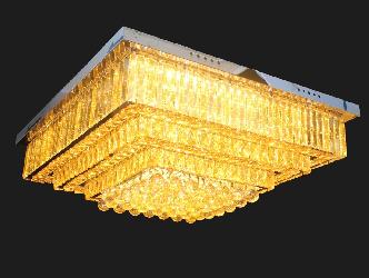 800 MM Square Shape Crystal Decor Ceiling Mount Chandelier For Hall and Living Room