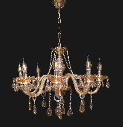 The 8 Lamp Glass Arm and Crystal Pendant Italian Design Chandelier For Villa and Home Interior Decoration and Lighting