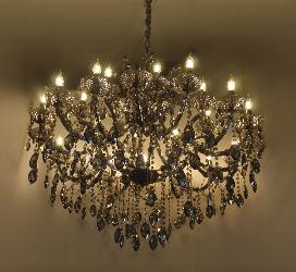 Retro Smoke Grey Crystal 25 Light Candle Arm Design Large chandelier