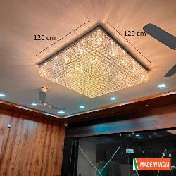 The Customize Square Shape Surface Mounted Chrome Finish and k9 Crystal Decor Big Size Chandelier For Living Room
